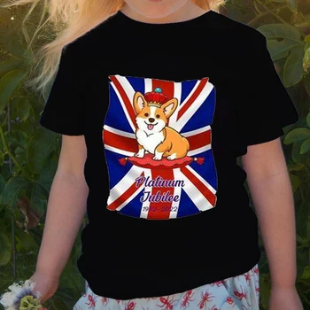 Nové 70 Rokov Oslava Chlapci Dievčatá Úniu Jack Deti T-Shirt Kráľovná Alžbeta II 2022 Platinum Jubile