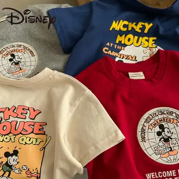 Nové Letné Disney Mickey Mouse Deti T-shirt Bavlna Voľné Krátky Rukáv T Shirt Karikatúry Ležérne Oblečenie Chlapec Dievča Chlapec Top Čaj