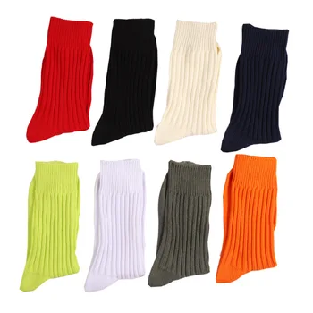 Nový Produkt Zvislý Pruh Ponožky Mužov a Žien Trend hrubú Čiaru jednofarebné Bavlnené Nohavice Viazaná Fluorescenčné Orange