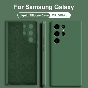 Originálne Tekuté Silikónové puzdro Pre Samsung Galaxy S23 S20 S21 S22 Ultra FE S10 Plus A52 A53 A32 A33 A21S A31 A12 A73 Príslušenstvo