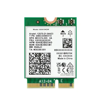 Pre Intel AX411 Karty WiFi WiFi 6E CNVio2 Bluetooth 5.3 Tri-Band 5374Mbps Sieťový Adaptér pre Notebook/PC Win10/11-64Bit