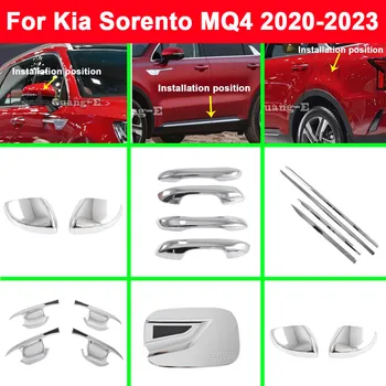Pre Kia Sorento MQ4 2020 2021 2022 2023 ABS Chrome Pásy Dvere Strane Tela, Tvarovanie Krytu Čalúnenie Dverí Rukoväť Miska Rám Príslušenstvo