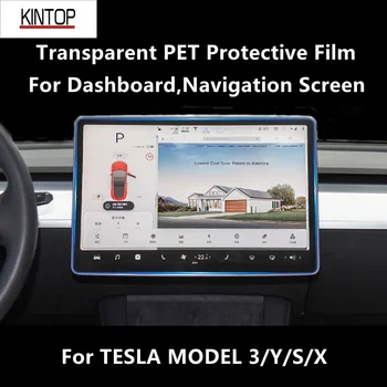 Pre TESLA MODEL 3/Y/Y/X prístrojová doska,Navigácie PET Priehľadné Ochranné Fólie Anti-scratch Príslušenstvo