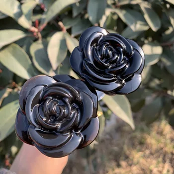Prírodné Čierna Obsidián vyrezávané Ruže Kvety Darček Na Valentína 1pc