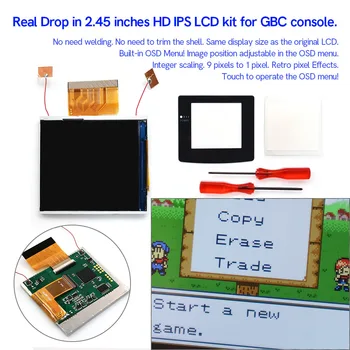 Pôvodná Veľkosť 2.45 Palcov Retro pixel Skutočný Pokles IPS HD Podsvietenie LCD Obrazovky Držiak Pre Game Boy Color FRM NA OFF