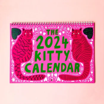 Roztomilé Mačka Kalendár, Plánovač List 2024 Zavesenie Na Stenu Kalendár Ročné Denný Plán Kvety Ročný Plánovač Home Office Dekor