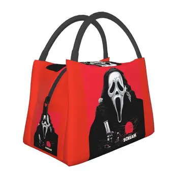 Scream Ghost Vrah Izolované Obed Tote Taška pre Ženy Halloween Horror Film Prenosné Tepelné Chladnejšie Bento Box Pracovnej cesty