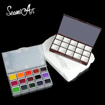 SeamiArt 15 Mriežky Zapečatené Vlhké Prenosné Plastové Maľovanie Box s Pol Panvice na Akvarel Olej, Akryl Gouache Farba Subpackage