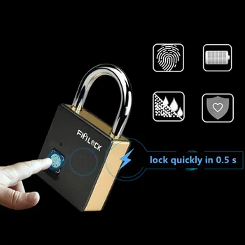 Smart Lock Keyless Odtlačkov prstov Zámok Proti Krádeži Bezpečnostného Nabíjateľná Visiaci zámok Dverí Batožinového Prípade Zámok s Kľúčom Dvere-visacie zámky