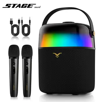 StageSound Karaoke Stroj Prenosný Bluetooth Reproduktor s Dva Bezdrôtové Mikrofóny PA Systém s Reči Režime pre Domáce Strany