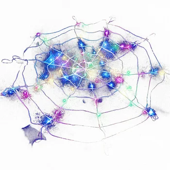 Svetelný Giant Spider Web Farebné Svetlo String Halloween Party DIY Dekorácie, Doplnky Maškarný Prop