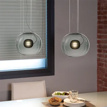 Veľký Prívesok lampa Dizajnér bar single nordic sklenené tienidlo tvorivé obývacia izba posteli reštaurácia dekorácie svetla