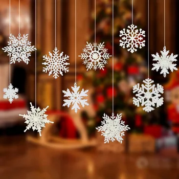 Vianočná Vločka Prívesok Vianočný Strom Dekorácie Lesk Snehové Vločky Zavesenie Ozdoby Na Vianočný Strom Decor Nový Rok Dekor Navidad