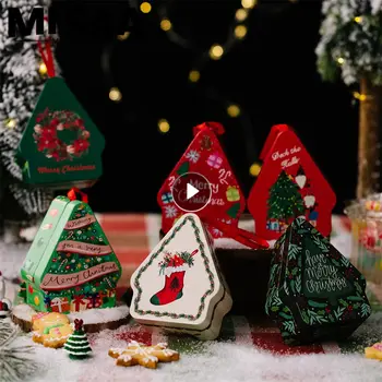 Vianočné Cukrovinky Box Cookie Plechovky Skladovanie Kovové Plechovky Hniezdenie Kontajnerov Malé Sladkosti Skladovacie Kontajnery S Vekom Na Vianoce
